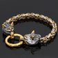 Solid Stainless Steel King's Chain Wolf Head Bracelet